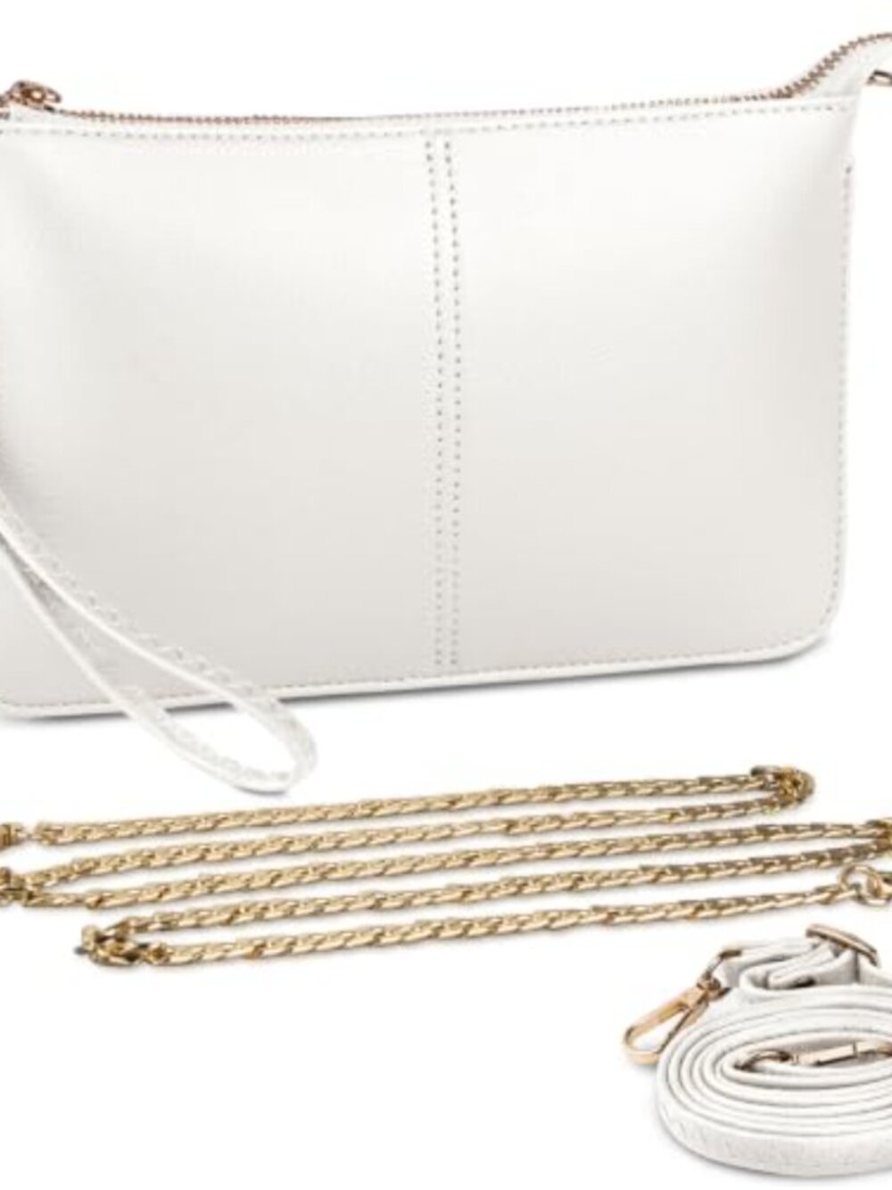 Faux Leather Crossbody Wristlet Bag with Detachable Strap Clutch Phone Purse